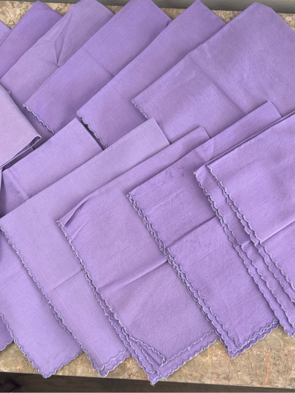 14 Lavender Party Napkins Soft cotton with crochet hem Cocktail Napkins